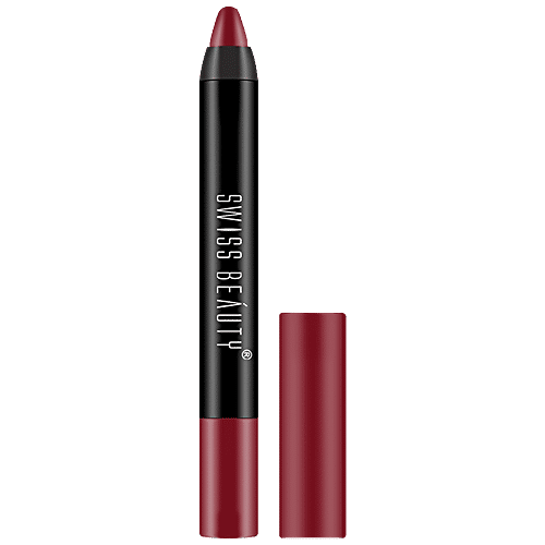 Swiss Beauty Non Transfer Matte Crayon Lipstick, 3.5 g Bloodshot Maroon 