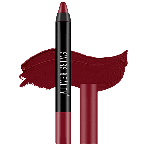 Swiss Beauty Non Transfer Matte Crayon Lipstick, 3.5 g Bloodshot Maroon 