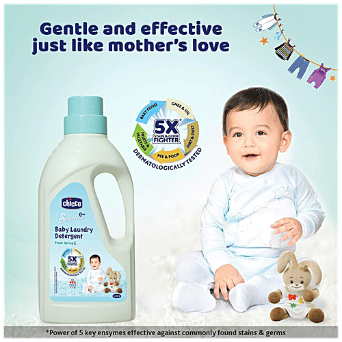 Chicco Sensitive Baby Laundry Detergent - Fresh Spring, Removes Tough Stains & Odour, 1 L  
