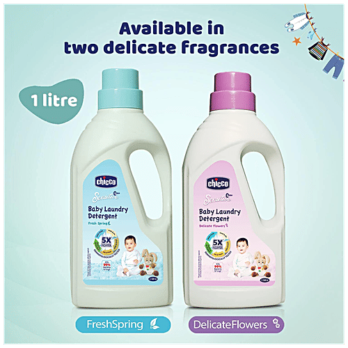 Chicco Sensitive Baby Laundry Detergent - Fresh Spring, Removes Tough Stains & Odour, 1 L  