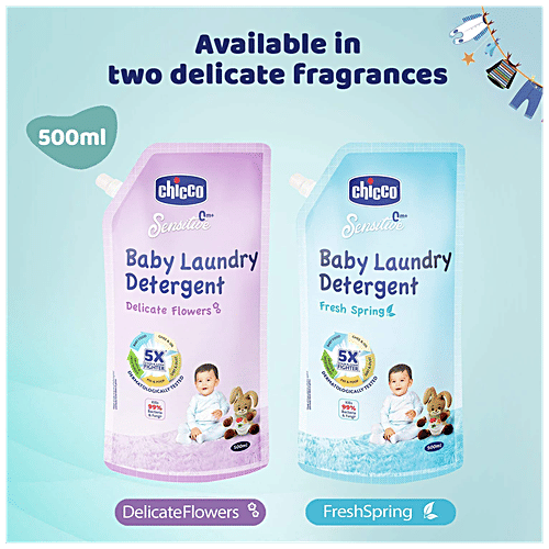Chicco Sensitive Baby Laundry Detergent - Fresh Spring, Removes Tough Stains & Odour, 500 ml  