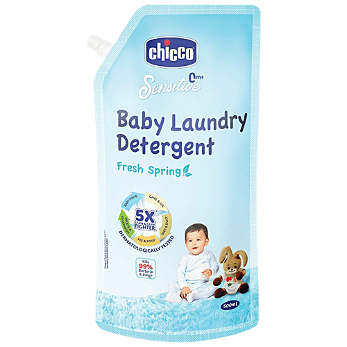 Chicco Sensitive Baby Laundry Detergent - Fresh Spring, Removes Tough Stains & Odour, 500 ml  