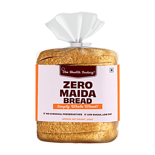 Buy The Health Factory Zero Maida Bread Simply Whole Wheat, No