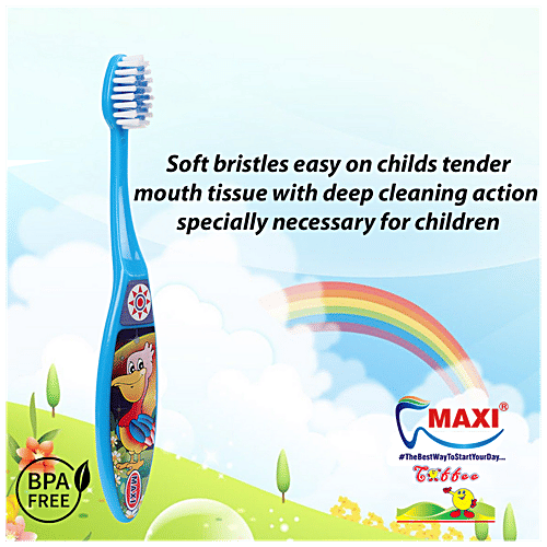 MAXI Toffee Junior Toothbrush - Soft Bristles, Helps Remove Stains, For Oral Hygiene, 2 pcs (Buy 1 Get 1 Free) 