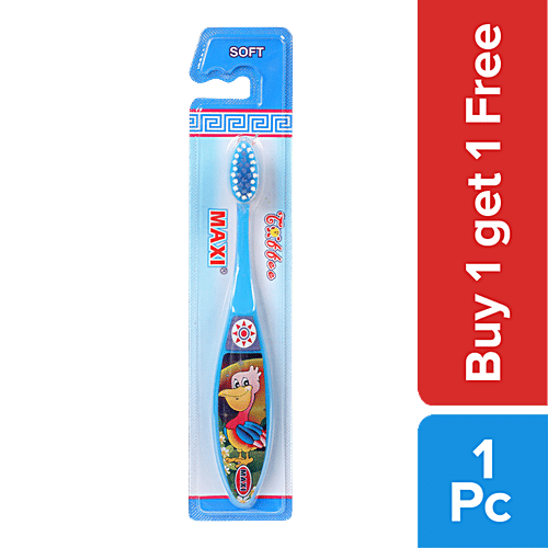 MAXI Toffee Junior Toothbrush - Soft Bristles, Helps Remove Stains, For Oral Hygiene, 2 pcs (Buy 1 Get 1 Free) 