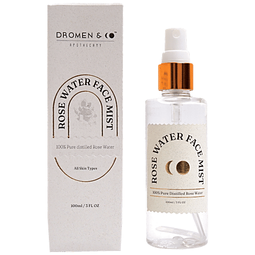 Dromen & Co Rose Water Face Mist - 100% Pure, Hydrating, Locks In Moisturiser, For All Skin Types, 100 ml Box 