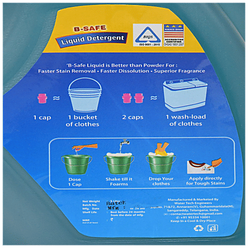 B-SAFE Detergent Gel Liquid - Tough On Stains, 5X Pro, For Machine Wash & Bucket, 5 L (Buy 1 Get 1 Free) 