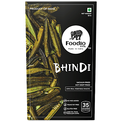 Foodio.fit Bhindi Vaccum Fried Chips - Real Vegetable Snack, Boosts Immunity, Gluten-free, 50 g Box 