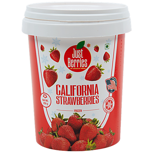 Just Berries Frozen California Strawberries - Rich In Antioxidants & Minerals, 250 g  Rich in Antioxidants
 Minerals