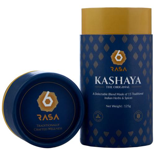 6rasa Original Kashaya - Tastier & Healthier Ayurvedic Herbal Powder, 15 Traditional Indian Herbs & Spices, Caffeine Free, 125 g 1 No ( 1 Box) 