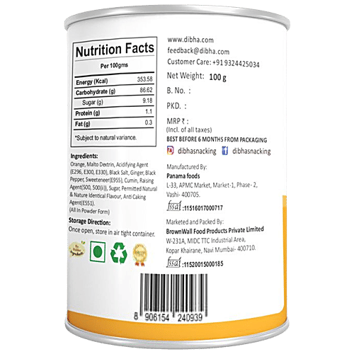 Dibha Orange Instant Drink Premix - Tangy, Sweet Taste, Boosts Immunity, 100 g