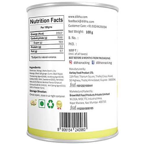 Dibha Kacha Aam Instant Drink Premix - Hydrates, Rich In Nutrients, 100 g