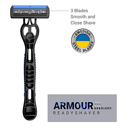 Zlade Armour III Readyshaver - Triple-Blade, Disposable Shaving Razor, For Men, 12 pcs