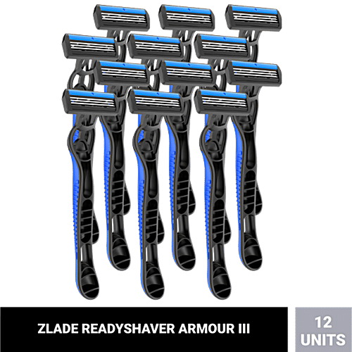 Zlade Armour III Readyshaver - Triple-Blade, Disposable Shaving Razor, For Men, 12 pcs