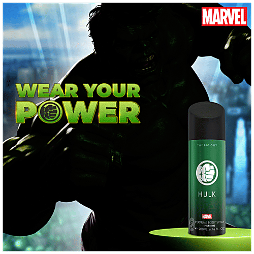 Marvel Hulk Deodorant Perfume Body Spray - Long-Lasting Fragrance, For Men, 200 ml  