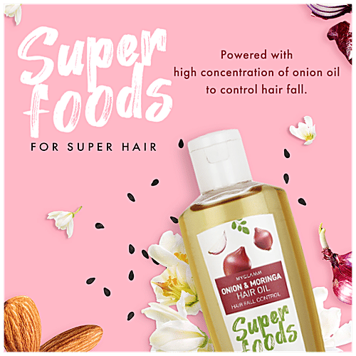 Buy MyGlamm Superfoods Onion & Moringa Hair Oil Controls Hairfall, Vegan, ParabenFree Online