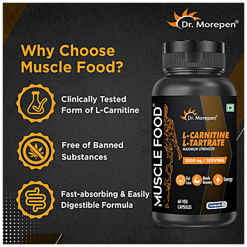 Buy Dr. Morepen Muscle Food LCarnitine LTartrate Capsules 1000 mg