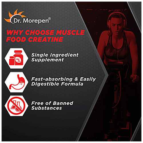 Dr. Morepen Muscle Food Creatine Monohydrate - 3000 mg, Performance & Strength, For Muscle Gain, Unflavoured, 250 g  
