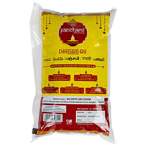 Panchami Deepam Oil - Sandalwood Fragranced, Blend Of 5 Oils, 1 L  