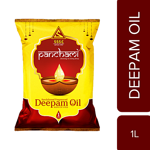 Panchami Deepam Oil - Sandalwood Fragranced, Blend Of 5 Oils, 1 L  