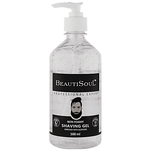 Beautisoul Non-Foamy Shaving Gel - Enriched With Aloe Vera, Cucumber & Wheatgerm Extracts, For Sensitive Skin, 500 ml  
