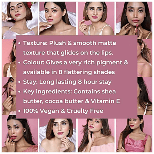 Plume Plush Matte Lipstick - Highly Pigmented, Long-Lasting, Cruelty Free, 5 g Chickflix 