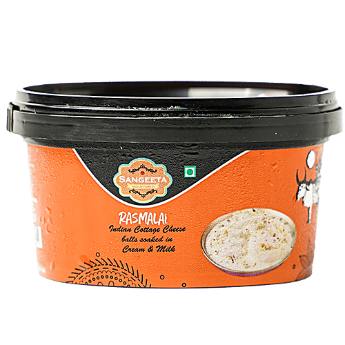 Sangeeta  Rasmalai - Indian Cottage Cheese Balls Soaked In Cream & Milk, 100 g Box 