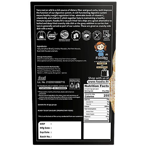 Foodio.fit Taro Vaccum Fried Chips - Rich Source Of Vitamins, 50 g Box 