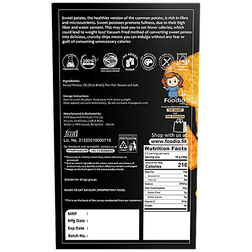 Buy Foodio.fit Sweet Potato Vaccum Fried Chips Diabetes Friendly, No