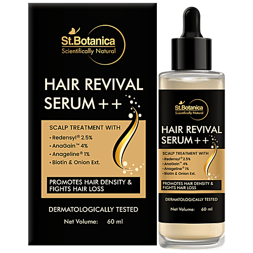 StBotanica Natural Hair Revival Serum ++ - With Redensyl 2.5%, Anagain 4%, Anageline 1%, Biotin & Onion Oil, Promotes Growth, 60 ml  