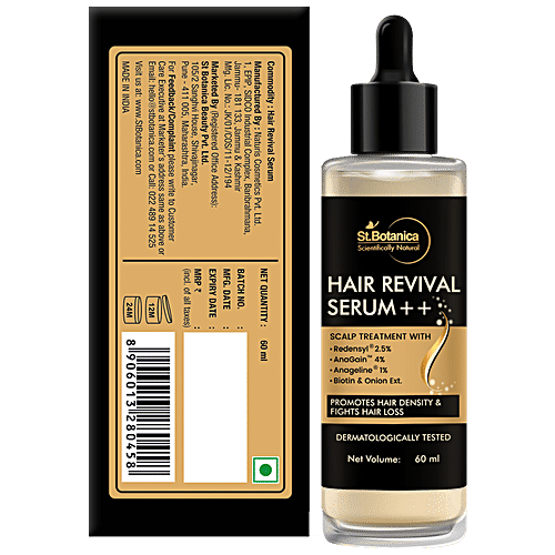 StBotanica Natural Hair Revival Serum ++ - With Redensyl 2.5%, Anagain 4%, Anageline 1%, Biotin & Onion Oil, Promotes Growth, 60 ml  
