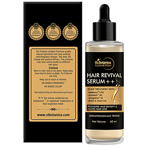 StBotanica Natural Hair Revival Serum ++ - With Redensyl 2.5%, Anagain 4%, Anageline 1%, Biotin & Onion Oil, Promotes Growth, 60 ml  