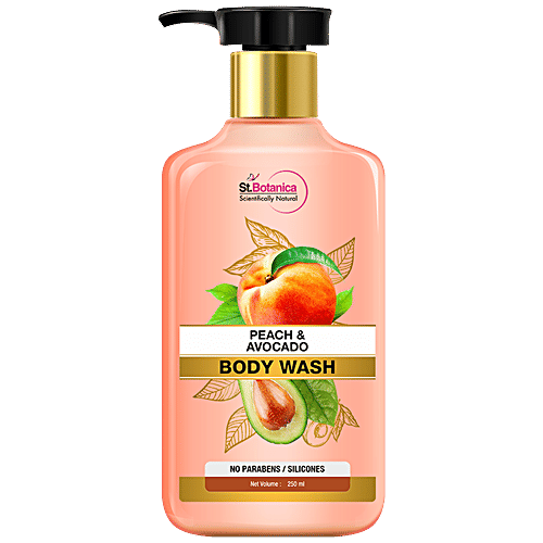 StBotanica Peach & Avocado Body Wash - No SLS/Sulphate, Parabens, Rich & Creamy Lather, For Soft, Supple & Hydrated Skin, 250 ml  