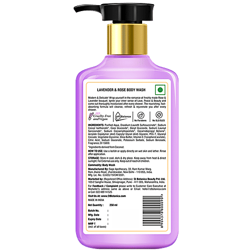 Buy StBotanica Lavender & Rose Body Wash With Shea & Vitamin E
