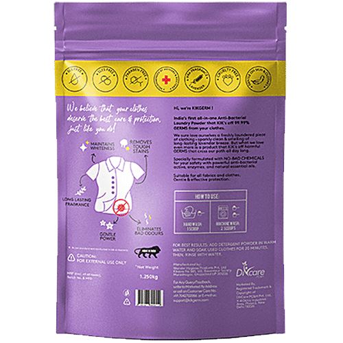 KIKGERM Expert Plus Detergent Powder - SLS, SLES & Paraben Free, Suitable For Kids & Adults, 1 kg (Get 250 g Free) 