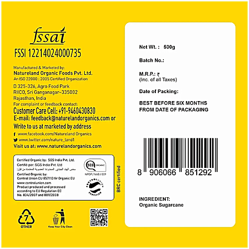 Natureland Organics Jaggery Powder - Sweet, Add To Desserts, 500 g  