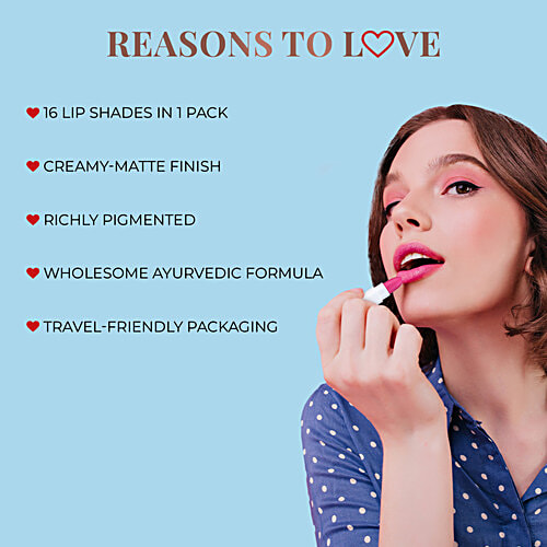 Just Herbs Herb Enriched Ayurvedic Lipstick Micro-Mini Kit, 1.93 g (Pack of 16) 