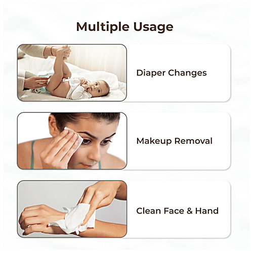 Mylo Care Gentle Baby Wipes - With Organic Coconut Oil & Neem, Cleanse Skin, Removes Makeup, Without Lid, 80 pcs (Pack of 10) 