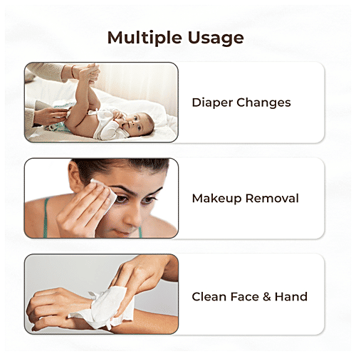 Mylo Care Gentle Baby Wipes - With Organic Coconut Oil & Neem, Cleanse Skin, Removes Makeup, Without Lid, 80 pcs (Pack of 7) 