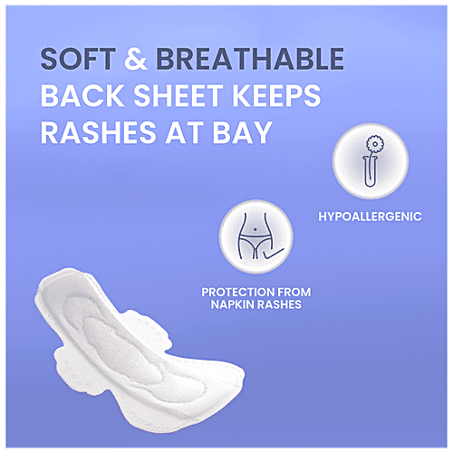 Laiqa Ultra-Soft Heavy Flow Night Sanitary Pads For Women - XL, Made With Natural Fibers, Rash-Free Premium With 4 Wings & 100% Biodegradable Disposal Bags, 10 pcs