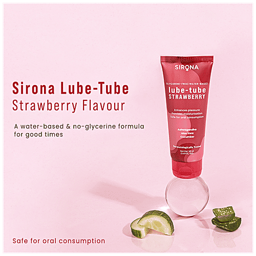 SIRONA Glycerine Free Natural Strawberry Lubricant Gel for Men & Women | Dermatologically Tested, 50 ml  
