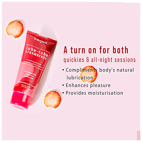 SIRONA Glycerine Free Natural Strawberry Lubricant Gel for Men & Women | Dermatologically Tested, 50 ml  