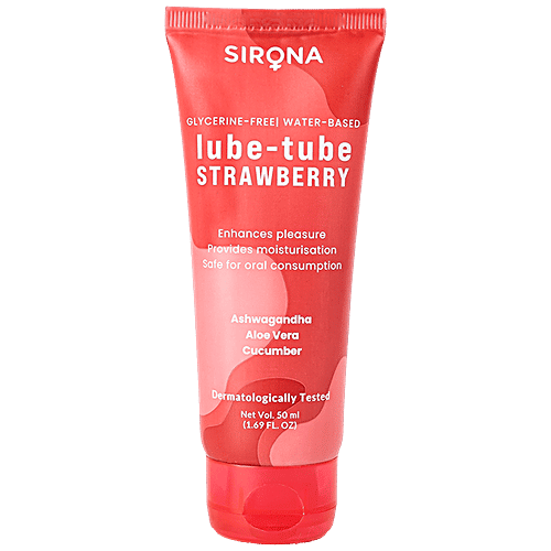 SIRONA Glycerine Free Natural Strawberry Lubricant Gel for Men & Women | Dermatologically Tested, 50 ml  