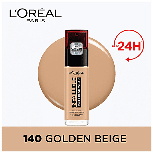 L'Oreal Paris Infallible 32H Fresh Wear Foundation - Cool Undertone, 30 ml 140 Golden Beige 