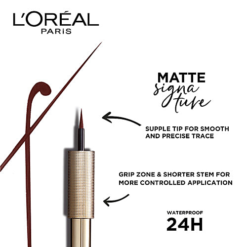 L'Oreal Paris Matte Signature Eye Liner - Supple Tip, For Smooth Finish, Grip Zone, Waterproof, 24 Hours,2.5 ml, 19 g  