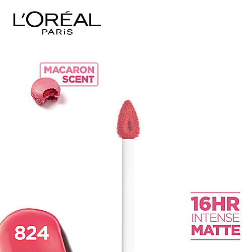 L'Oreal Paris Infallible Ultra Matte Liquid Lipstick - Les Macarons, 16 Hours Intense Matte, 5 g 824 Guava Gush 