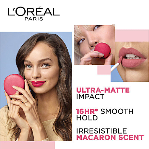 L'Oreal Paris Infallible Ultra Matte Liquid Lipstick - Les Macarons, 16 Hours Intense Matte, 5 g 824 Guava Gush 