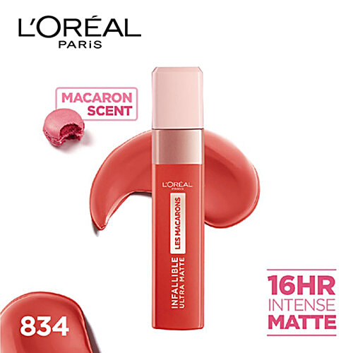 L'Oreal Paris Infallible Ultra Matte Liquid Lipstick - Les Macarons, 16 Hours Intense Matte, 5 g 834 Infinite Spice 