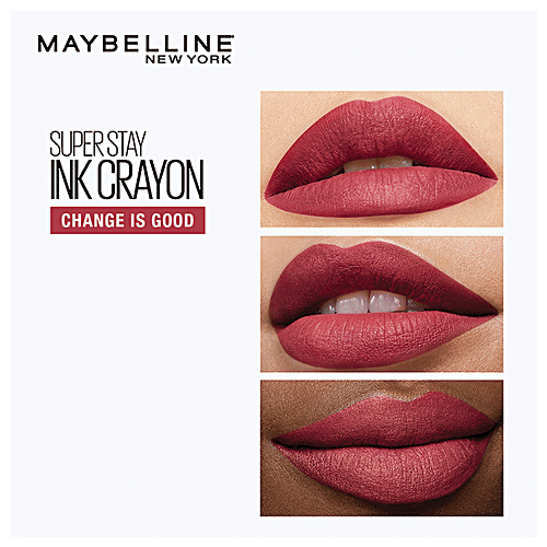 Maybelline New York Super Stay Ink Crayon Lipstick - Pink Edition, Intense Matte, Built-in Sharpener, 1.2 g 85 Change Is Good