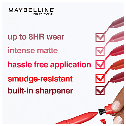 Maybelline New York Super Stay Ink Crayon Lipstick - Pink Edition, Intense Matte, Built-in Sharpener, 1.2 g 85 Change Is Good